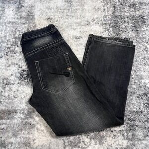 Shady Ltd Mens Jeans Black Wash Straight Leg Denim Pants Size 34x32